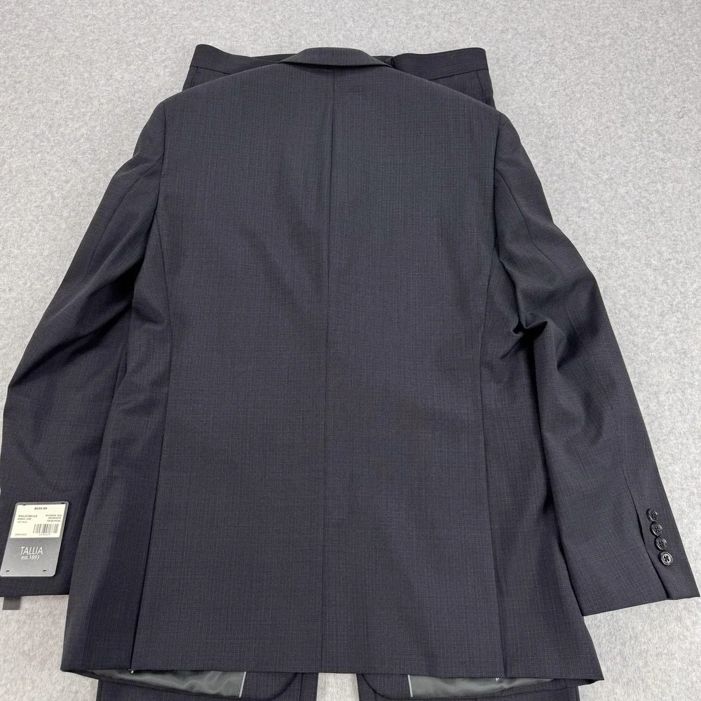 Tallia Suit Mens 40 Regular Gray Check Wool Slim Fit Pants 34x36 New $700